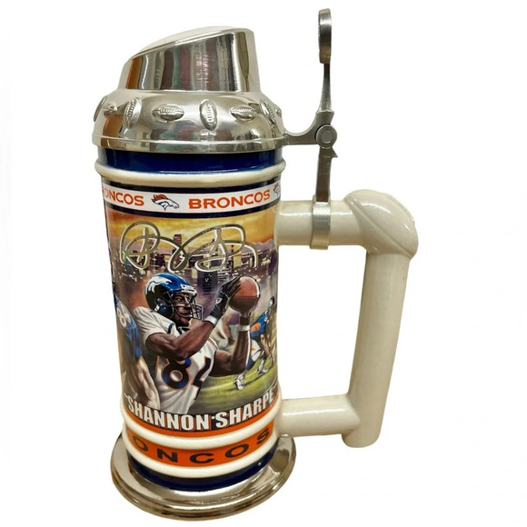 Denver Broncos Shannon Sharpe Lidded Stein Danbury Mint - Picture 1 of 9